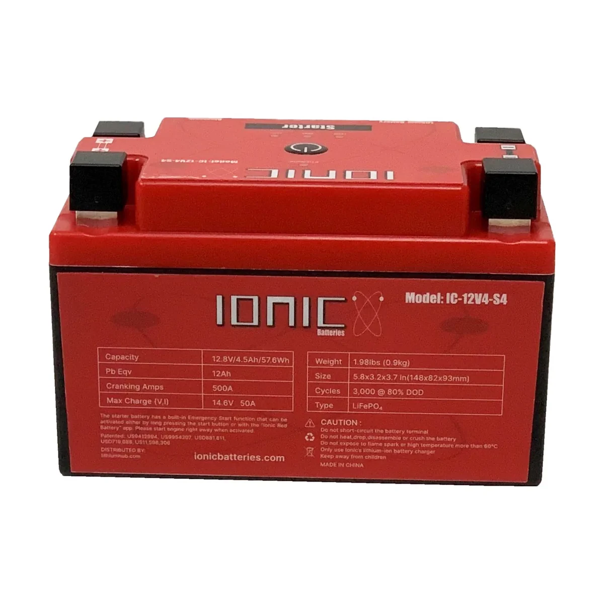 Ionic S4 12V Lithium ATV & Lawn Mower Starter Battery - 500 CA (Bluetooth) - view 4