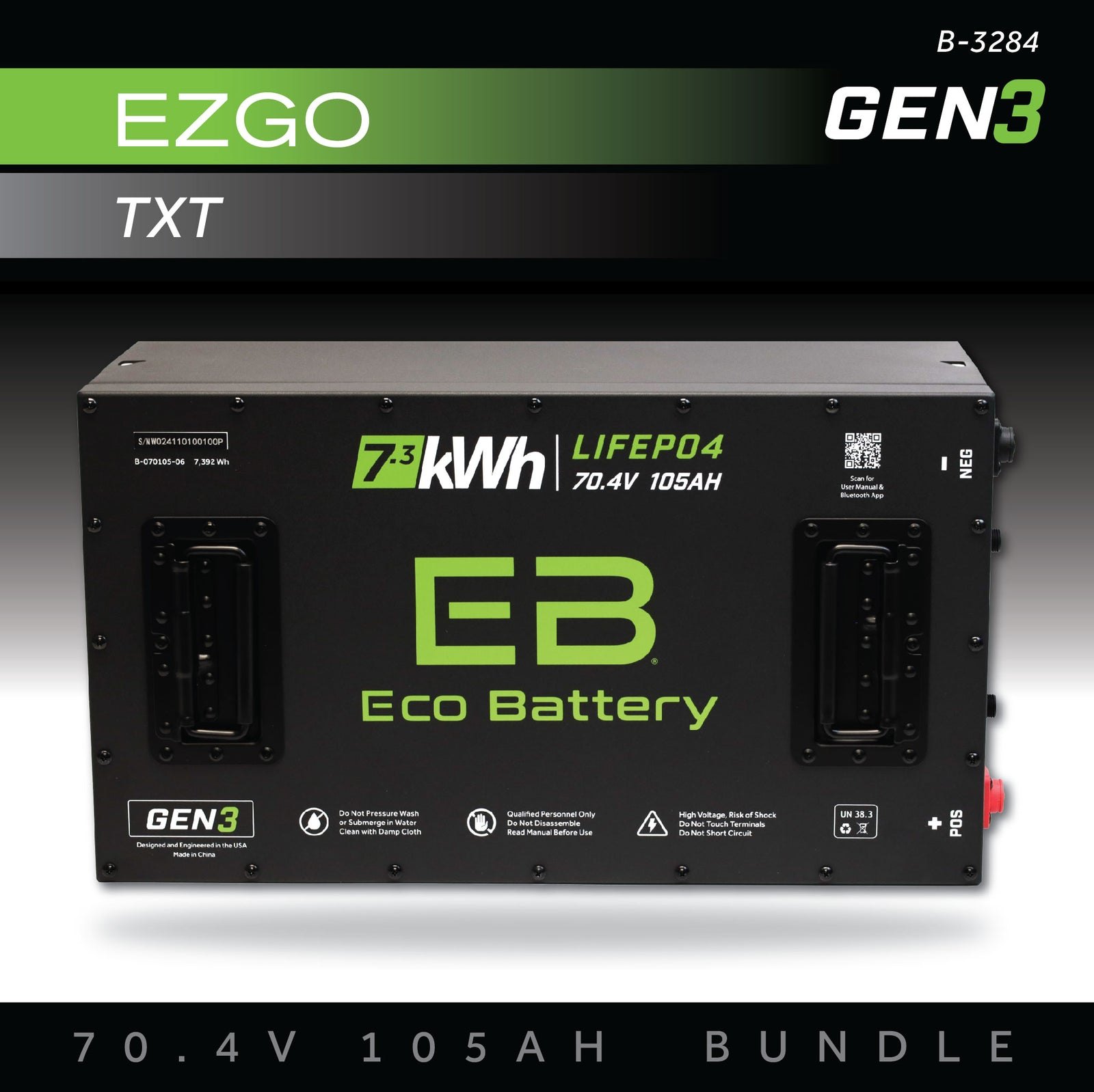 ECO Battery EZGO TXT Lithium Conversion Kit - 72V 105Ah (GEN3)