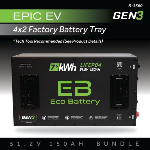 ECO Battery Epic EV (4 x 2 Factory Battery Tray) Lithium Battery Kit - 48V 150Ah (GEN3)