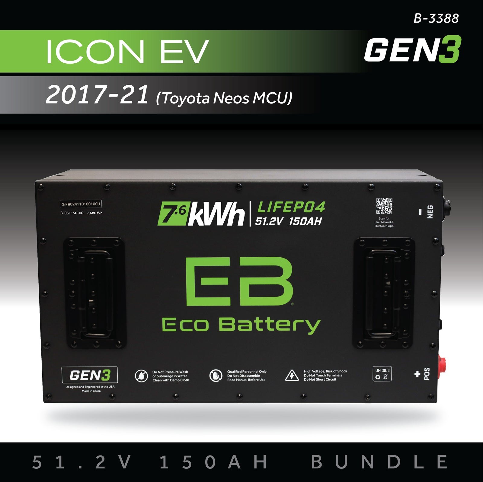 ECO Battery ICON EV 2017-2021 (Toyota Neos MCU) Lithium Conversion Kit - 48V 150Ah (GEN3)