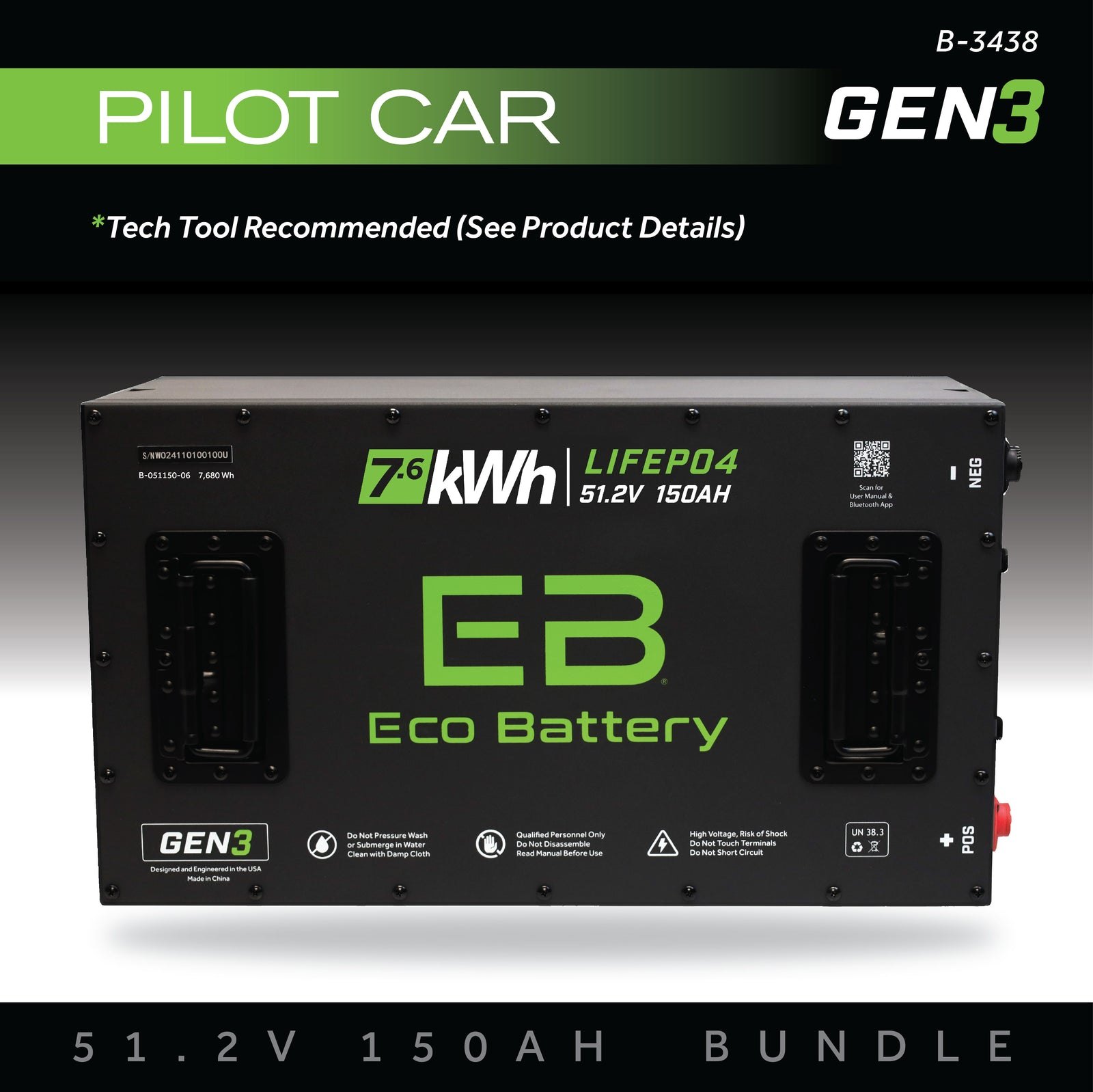 ECO Battery Pilot Car Lithium Battery Kit - 48V 150Ah (GEN3)