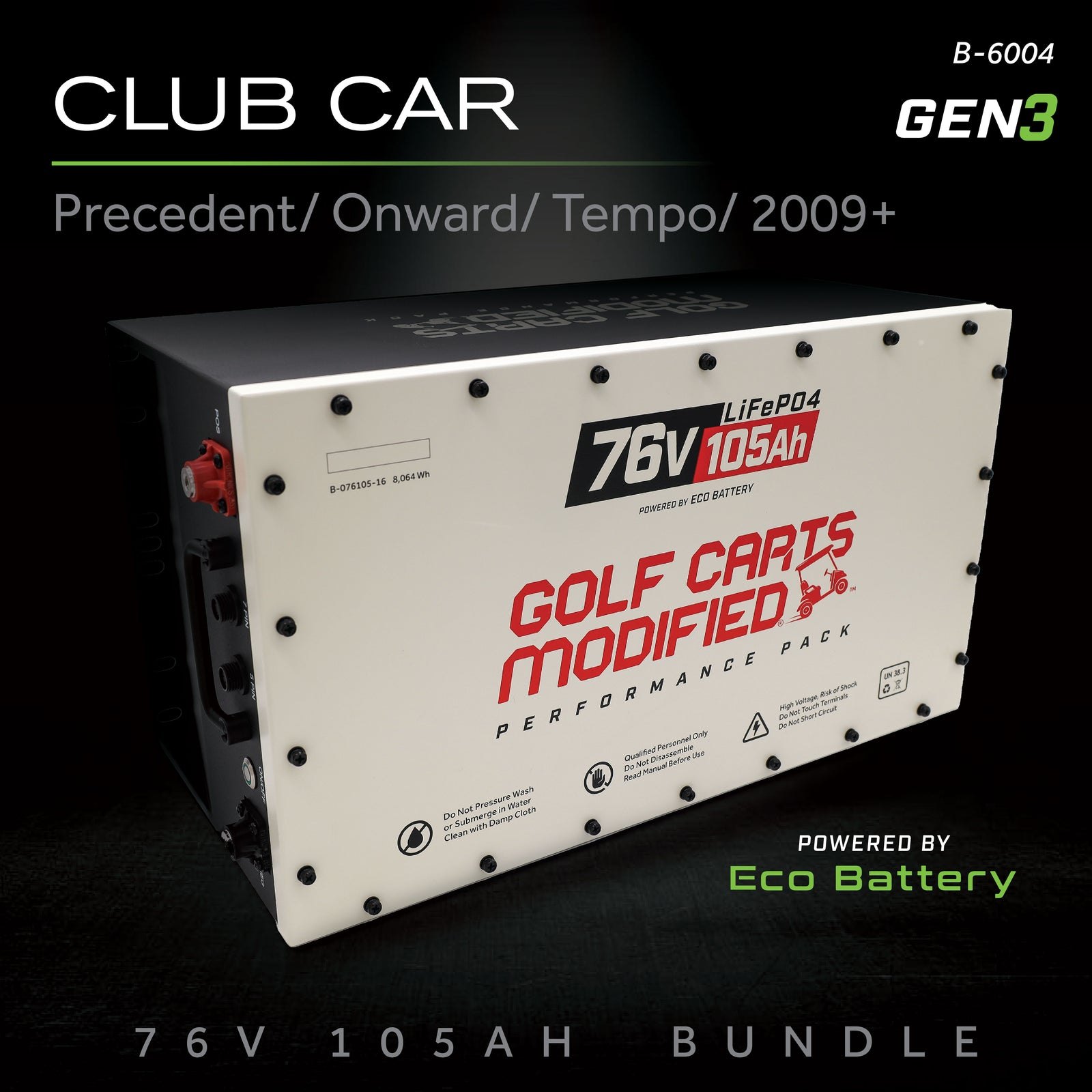ECO Battery Club Car Precedent / Onward / Tempo (2009+) Lithium Conversion Kit - 76V 105Ah (GCModified)