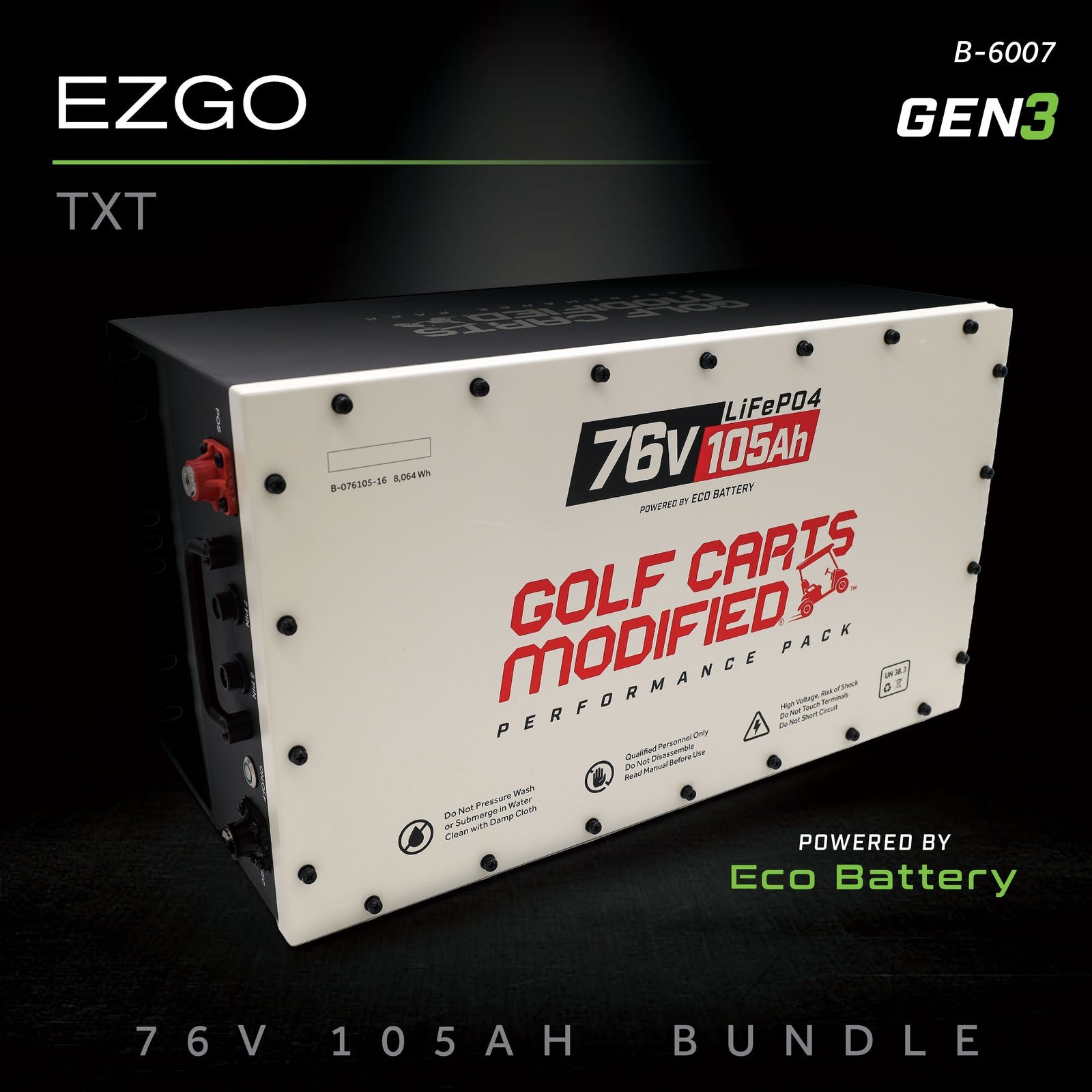 ECO Battery EZGO TXT Lithium Conversion Kit - 76V 105Ah (GCModified)