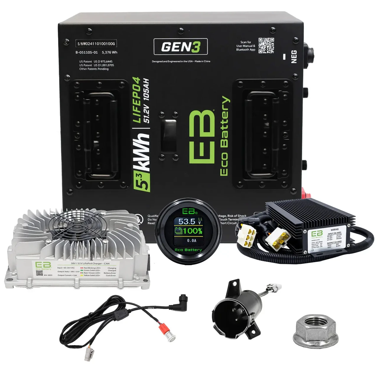 ECO Battery Club Car Onward Lithium Conversion Kit – 48V 105Ah (Thru-Hole GEN3)